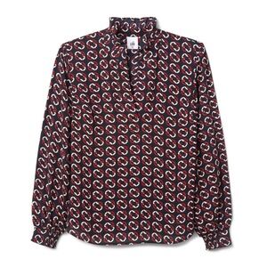 CAbi Fountain Black and Red Geometric Blouse